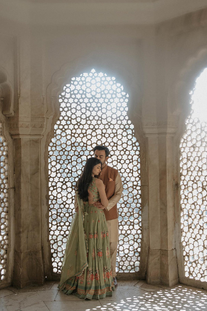 Nidhi Modi In Printed Green Lehenga