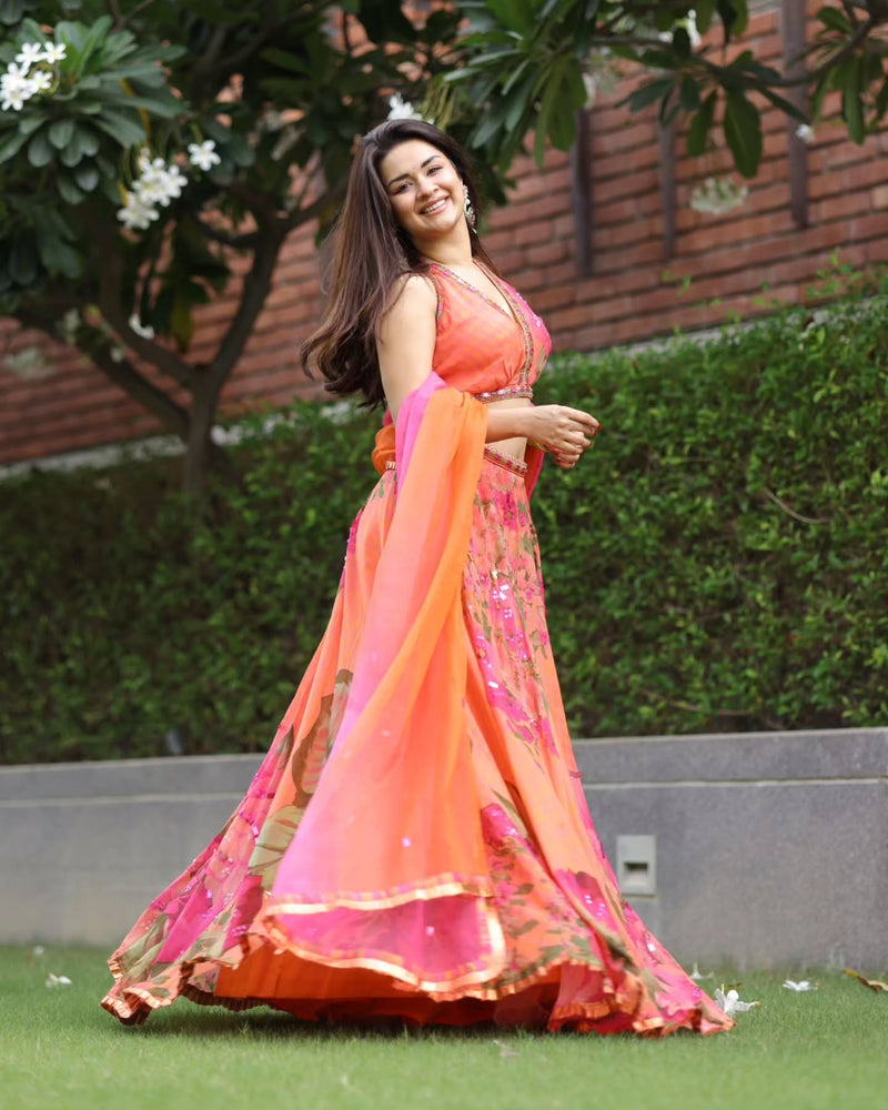 Avneet Kaur In Orange Lehenga Set
