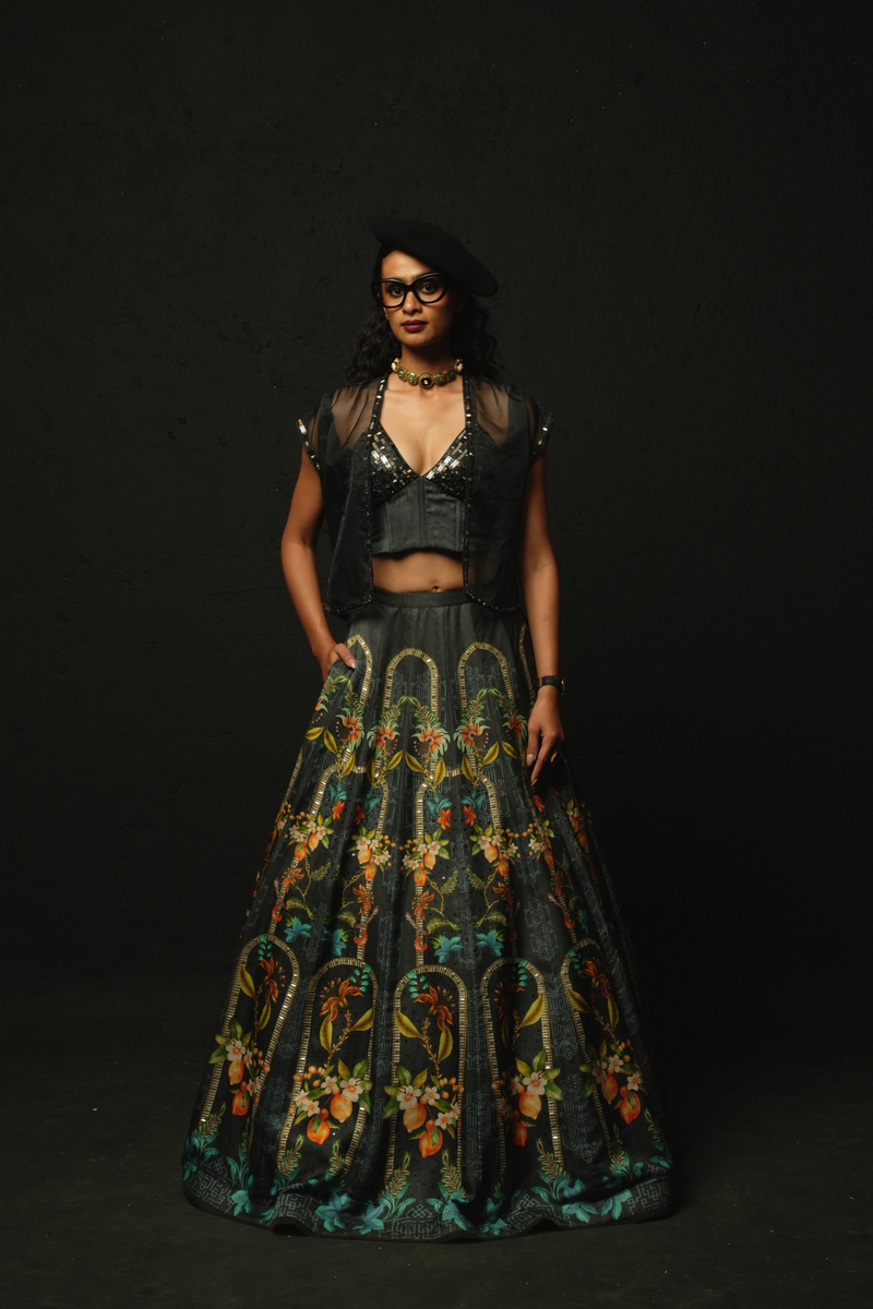 Charcoal Lehenga set
