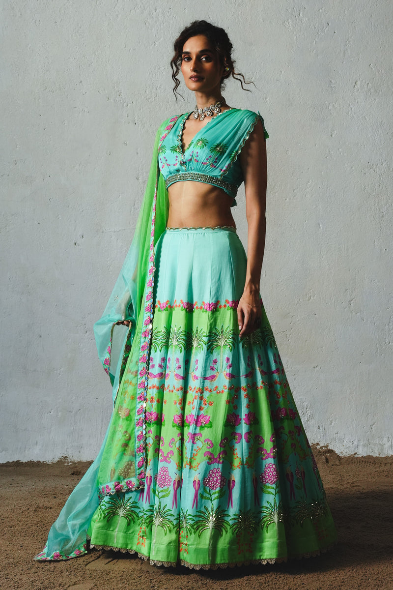 AQUA LEHENGA SET