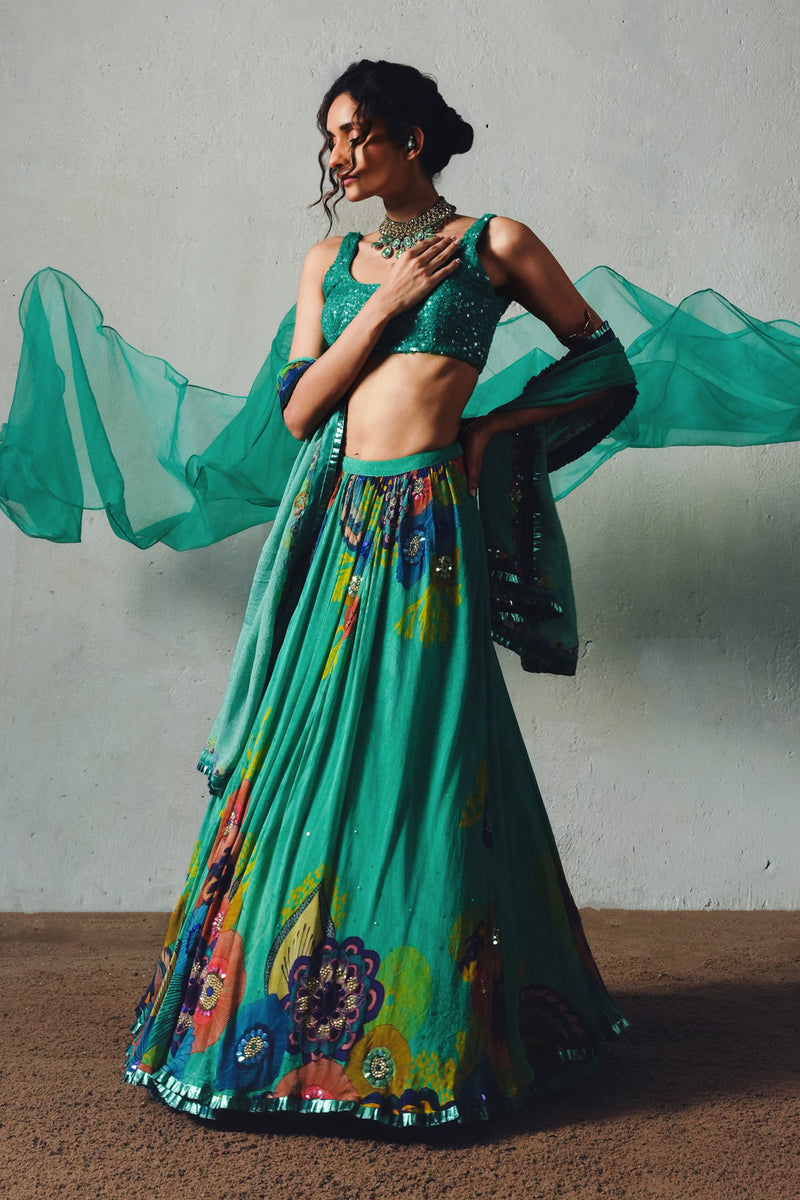 AQUA LEHENGA SET