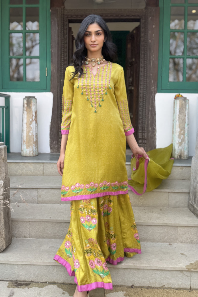 YELLOW SHARARA SET