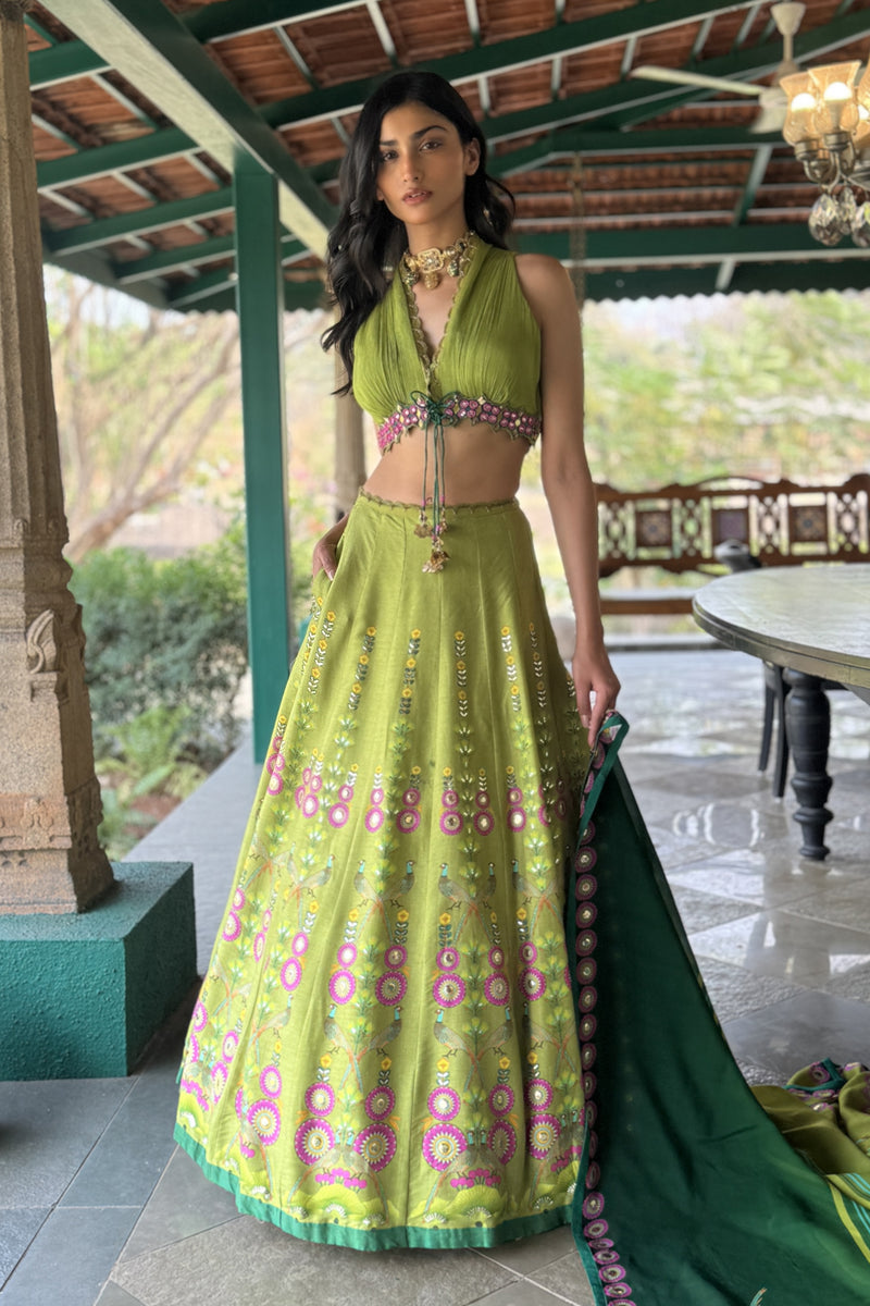 JADE GREEN LEHENGA SET